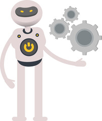 Robot Character Holding Gears
