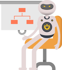 Robot Character Presenting Organization Chart
