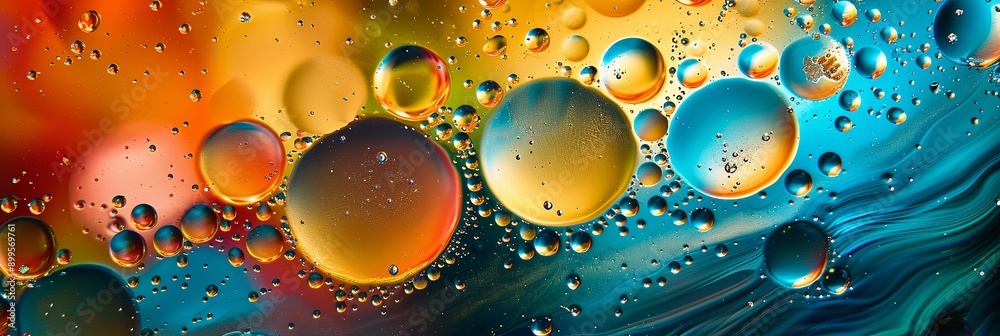 Aufkleber Abstract Expression of Oil and Water Mixing to Create Colorful Fluid Patterns
