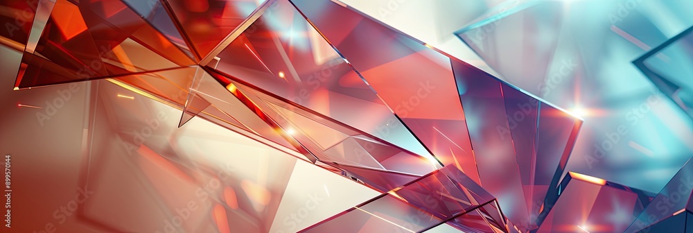 Poster Geometric Patterns of Angular Prisms Emitting a Soft Glow in Modern Design