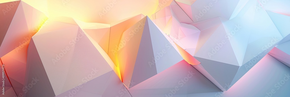 Poster Geometric Prisms With Soft Glows Create a Futuristic Abstract Background in a Digital Space