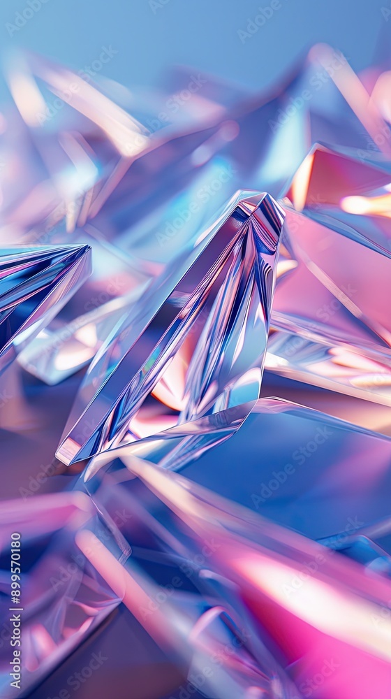 Aufkleber Beautiful Geometric Background Featuring Angular Prisms With Soft Glow Illuminating Colorful Reflections During Early Morning Light