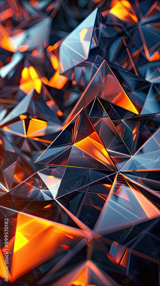 Aufkleber Intricate Geometric Prisms Glowing Softly in a Captivating Abstract Background
