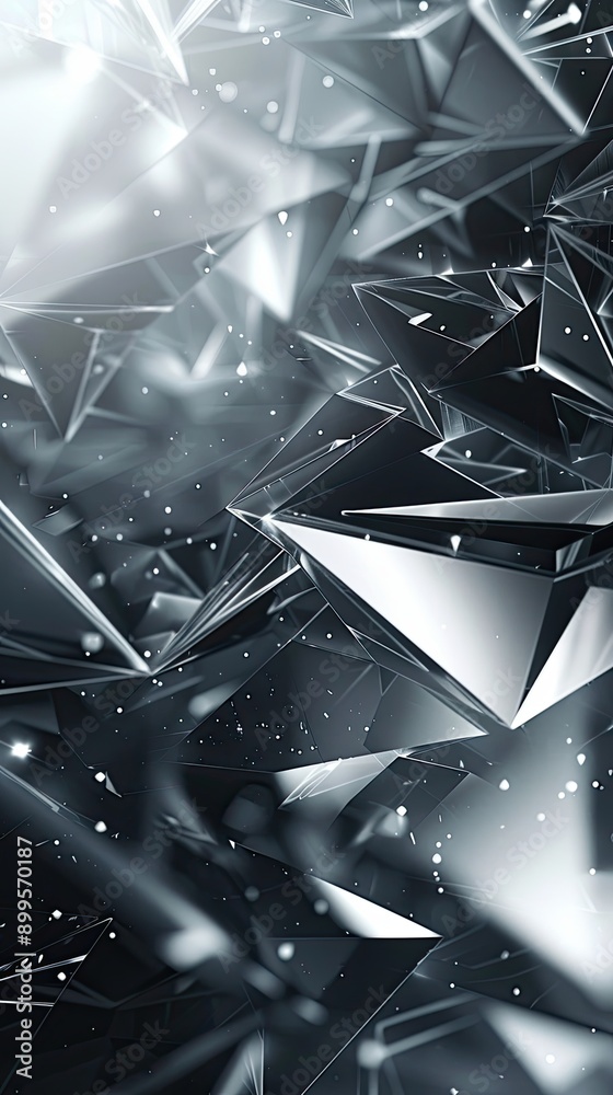 Poster Abstract Geometric Background Featuring Angular Prisms With Soft Glow in Dark Atmosphere