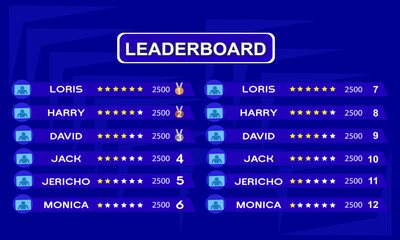 colorful game leaderboard template. leaderboard game online