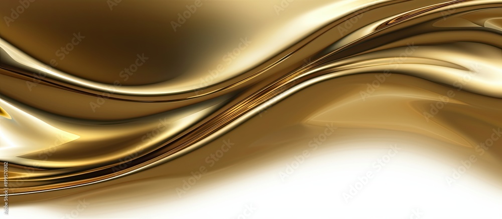 Aufkleber intricate golden abstract waves of silk flowing across a white background