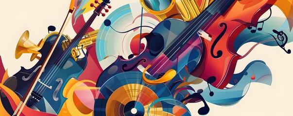 flat music instruments background concept. Vector illustrator