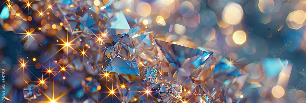 Poster magnificent shiny sparkling crystal texture reflecting light in a bright colorful environment