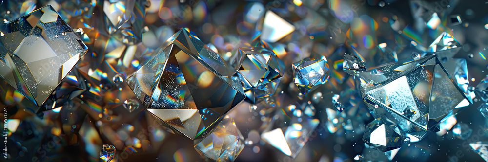 Aufkleber Captivating Shiny Sparkling Crystal Texture Creating an Enchanting Atmosphere in a Brightly Lit Environment