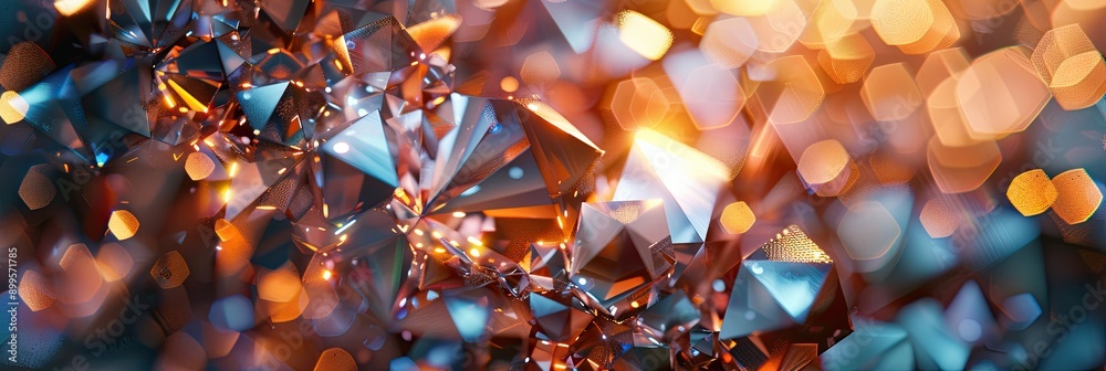 Aufkleber Captivating Shiny Sparkling Crystal Texture Glimmering Under Soft Warm Light in an Abstract Background Setting