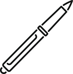 Minimalist line art icon of a ballpoint pen, perfect for representing writing, drawing, or stationery