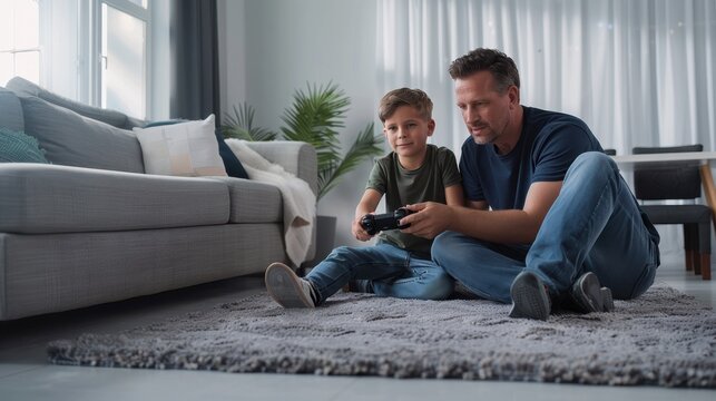 The father and son gaming