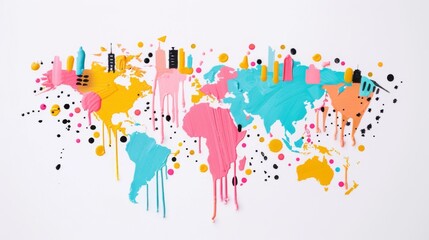 Fototapeta premium Urban Skylines of Emerging Economies, showcasing vibrant cityscapes of developing markets, highlighting growth, innovation, and dynamic environments in a minimalist design.