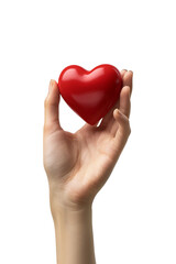 Obraz premium 3D hand holding heart icon alone on transparent background