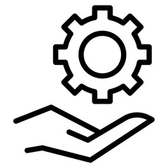 hand holding gear like optimize system icon.