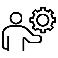 joint development with gearwheel. linear trend modern abstract logotype graphic stroke art design isolated on white background. concept of skill or professional opportunity or research