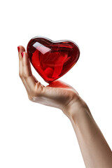 3D hand holding heart icon alone on transparent background