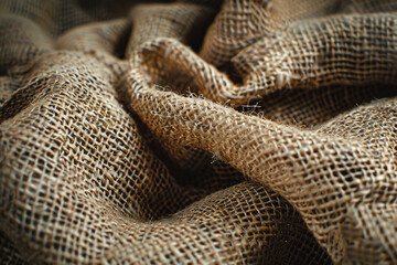 Fototapeta premium Rustic Burlap Fabric Texture in Natural Light - Coarse Weave Detail