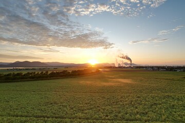 Aerial sunrise of Proserpine Queensland Australia