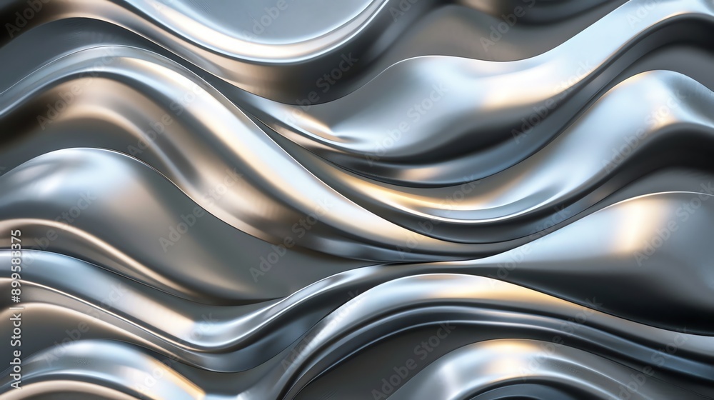 Canvas Prints abstract metallic silver wave pattern.