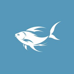 Fototapeta premium a minimal and abstract logo of a fish. The logo should be simple, modern, and easy to recognize. The fish should be facing the right.