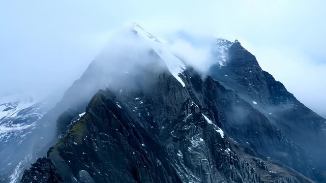 Misty view of mount everest from base camp during early morning