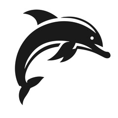 Obraz premium Clean Black and white vector silhouette of a Dolphin on white background