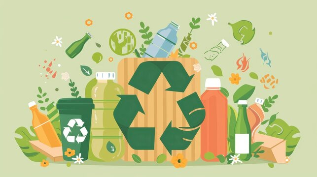 Infographic of recycling process, colorful and educational design, promoting eco-friendly habits