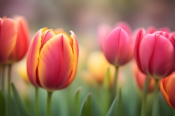 Tulip flower bokeh background, Ai Generated