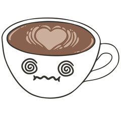 confused coffee cup cartoon