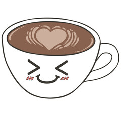 kawaii blush coffee cup cartoon