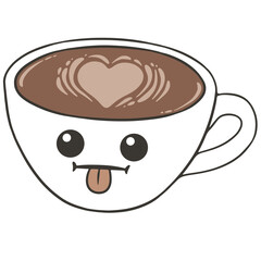 tongue out coffee cup cartoon