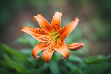 Tiger lily flower bokeh background, AI Generated