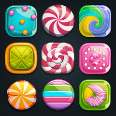 Fototapeta premium Asset of candy for UI game element, slot game element, video game isolation, Illustration