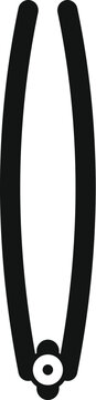 recommend clip art: Black silhouette of a pair of tongs holding food, isolated on a white background