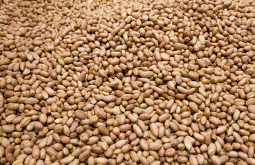 Close-up of stacked dried peanut seeds, South Korea
