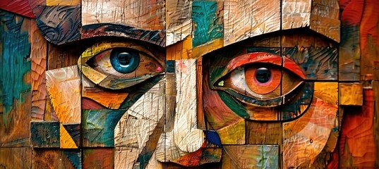 Abstract Faces in Mosaic Art