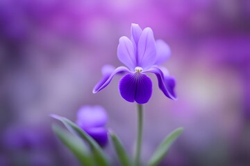 Obraz premium Violet slipper flower bokeh background, AI Generated