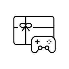 Game Gift card outline icons, minimalist vector illustration ,simple transparent graphic element .Isolated on white background