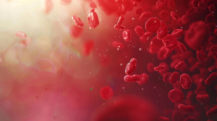 A close-up of red blood cells floating through the bloodstream, showcased in a dynamic and vibrant flow.