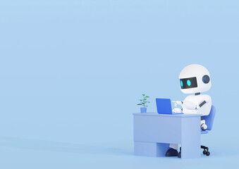 3DCG｜パソコンの画面を指さしながら確認を行うAIロボット