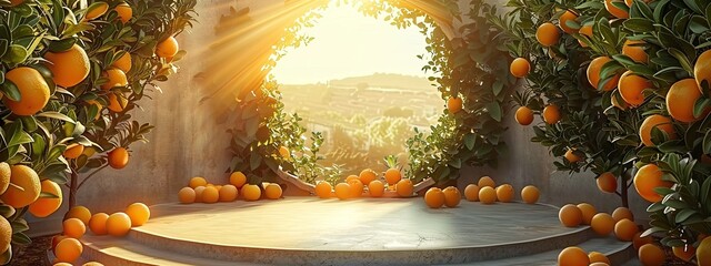 Sunny Orange Grove with Platform