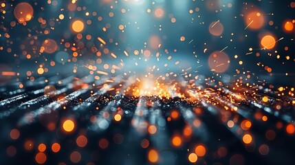 A dynamic scene showcasing sparks and glowing particles, creating an electrifying atmosphere of energy and light.