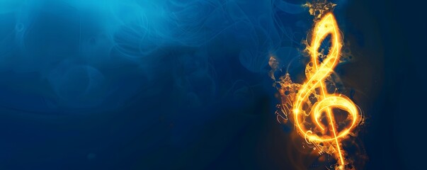 golden music note with blue bokeh background