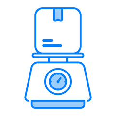 Delivery weighing icon. Scales, Box, Delivery, Packet, Weighing scale, Weighing, Parcel, Weighing machine, Postal service. Vector icon illustration