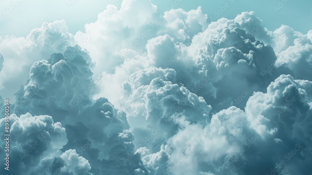 Wall mural cloudy sky with large clouds and space for text above