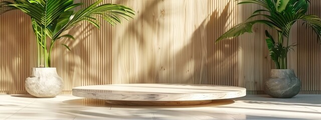 Modern Wooden Podium in Zen Setting
