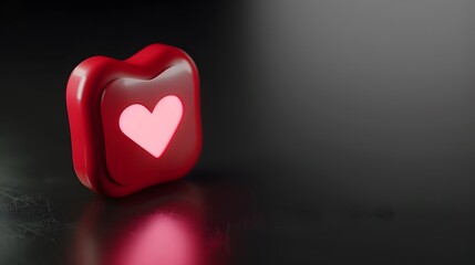 Fototapeta premium Red Heart Icon on Dark Background.