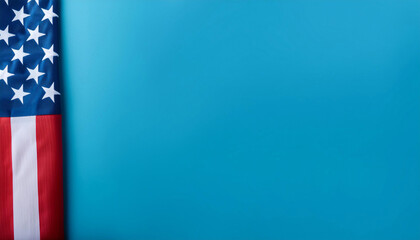 American flag on blue background. Independence day. Patriotism, America, USA banner with copy space