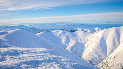 snow covered mountains in winter